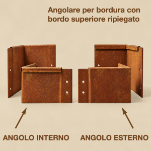Angolari per bordure in acciaio CORTEN - altezze cm. 10, 16, 20, 25 - sp. 1-2 mm.