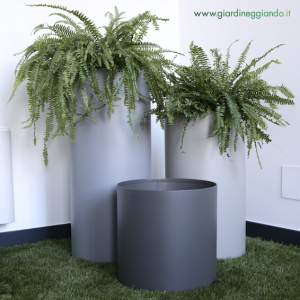 Fioriera cilindrica in CORTEN con bordo schiacciato – ø 40 cm. h. 40-70-90-100