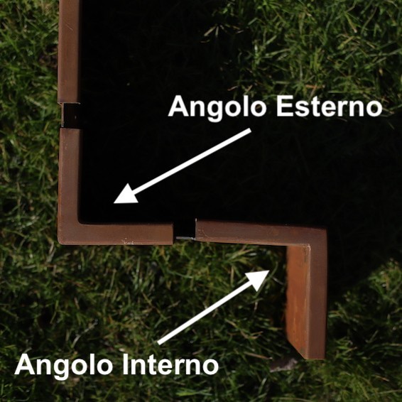 Angolari per bordure CORTEN bordo largo - altezze cm. 5, 9, 15, 19, 24 - sp. 2 mm.