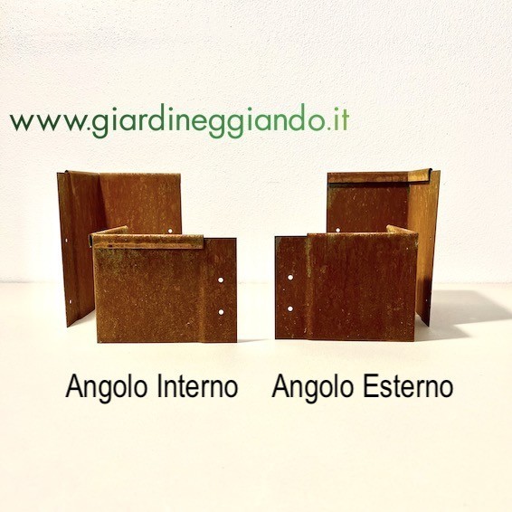 Angolari per bordure in acciaio CORTEN - altezze cm. 10, 16, 20, 25 - sp. 1-2 mm.