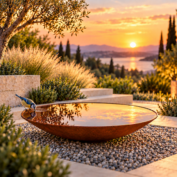 Braciere  d'acqua in acciaio CORTEN ø 60, 80, 100 e 120 cm.