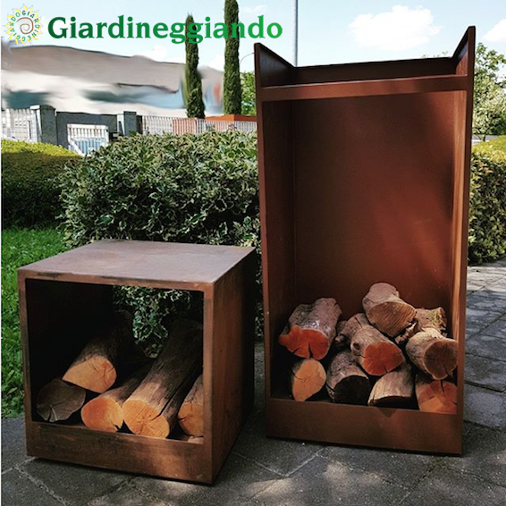 Giardineggiando - Portalegna da esterno in acciaio CORTEN – misure