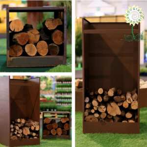 Portalegna da esterno in acciaio CORTEN – misure cm. 45×45 h 100