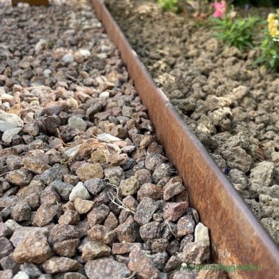 Bordura acciaio CORTEN per aiuole-confezione 10 mt. - h. 10, 16, 20, 25 cm.- sp. 1-2 mm.