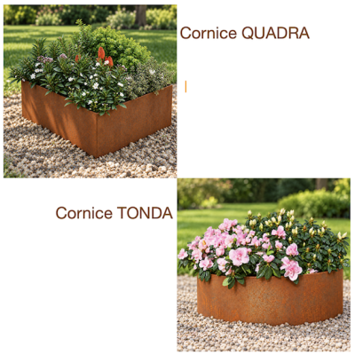 Cornice  in acciaio CORTEN  per aiuola
